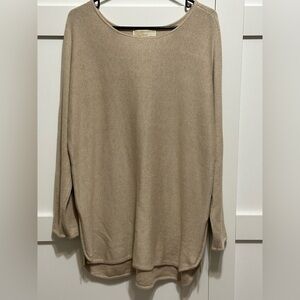 Michael Kors tan sweater w/ gold zipper details